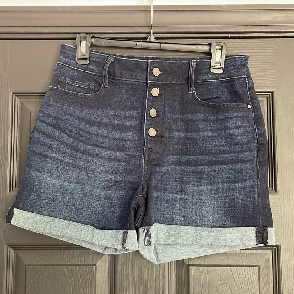 Nine West Cuffed High-Waist Jean Shorts